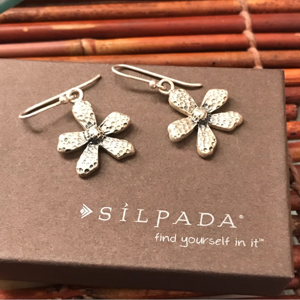 Silpada Sterling Silver Textured Flower Earrings
